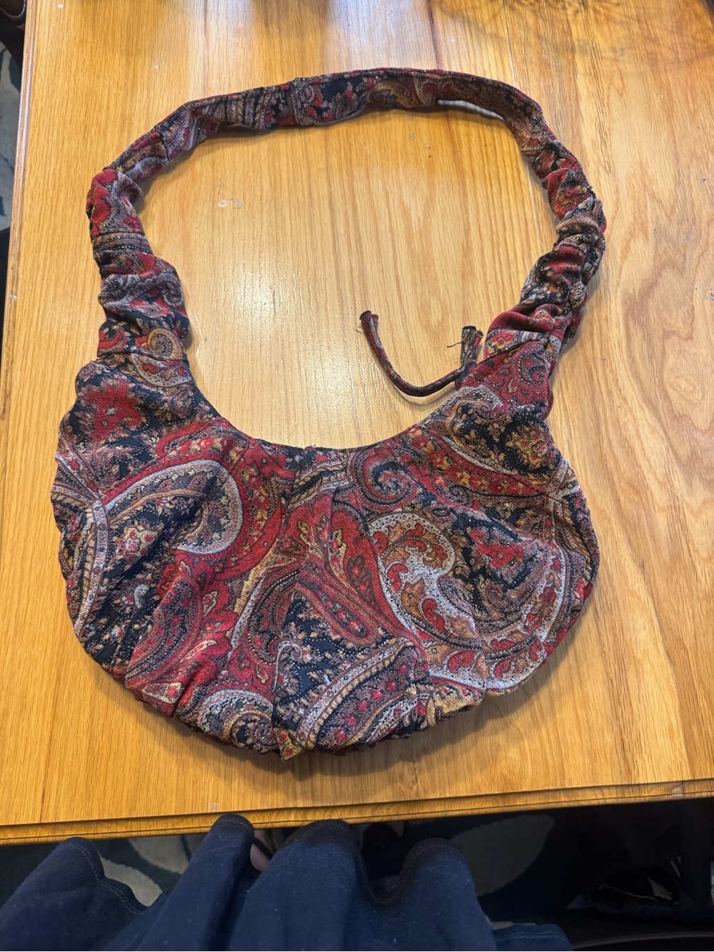 Paisley Pattern Red Hobo Shoulder Bag